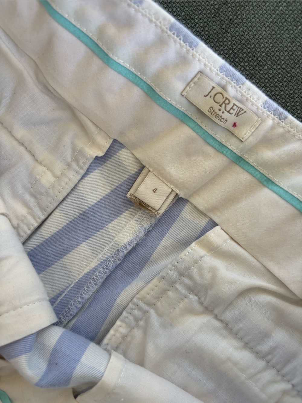 J. Crew Green Pencil Skirt with Light Blue/White Gingham Shorts - Picture 5 of 10